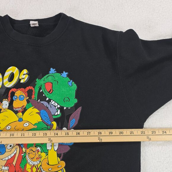 90s Nickelodeon Character Sweatshirt Mens M Black Cotton Blend Crewneck Graphic - Picture 7 of 8